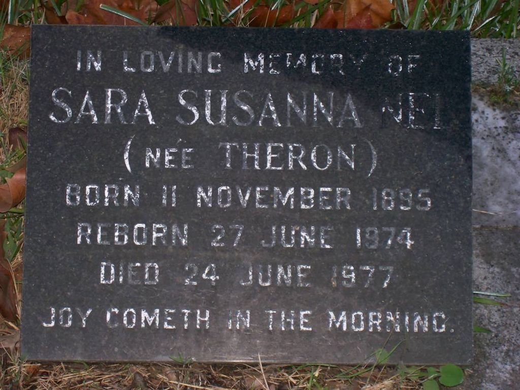 NEL Sara Susanna nee THERON 1895-1977