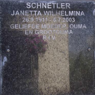 SCHNETLER Janetta Wilhelmina 1911-2003