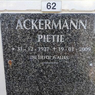 ACKERMANN Pietie 1927-2009