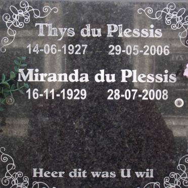 PLESSIS Thys, du 1927-2006 &amp; Miranda 1929-2008