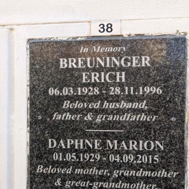 BREUNINGER Erich 1928-1996 &amp; Daphne Marion 1929-2015