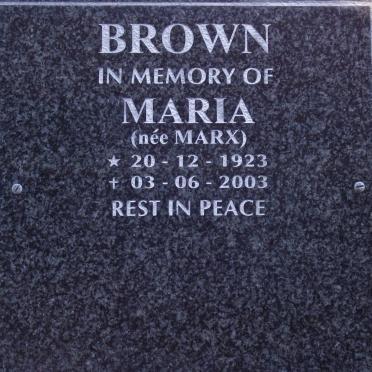 BROWN Maria nee MARX 1923-2003