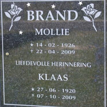 BRAND Klaas 1920-2009 &amp; Mollie 1926-2009