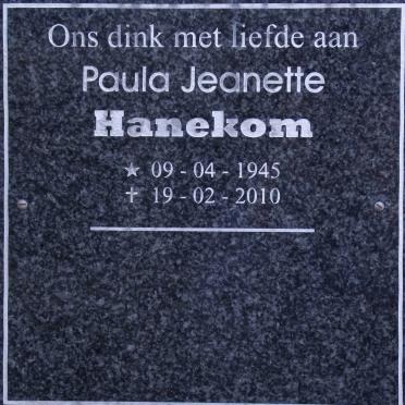 HANEKOM Paula Jeanette 1945-2010