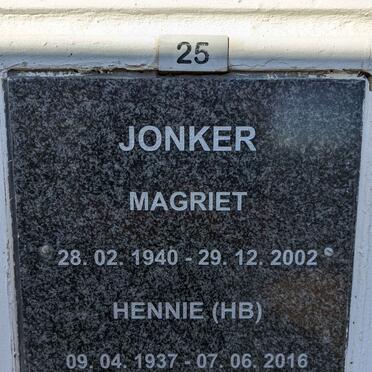 JONKER H.B. 1937-2016 &amp; Magriet 1940-2002