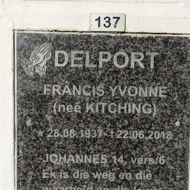 DELPORT Francis Yvonne nee KITCHING 1937-2018