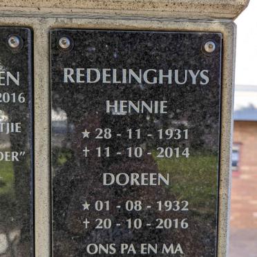 REDELINGHUYS Hennie 1931-2014 &amp; Doreen 1932-2016