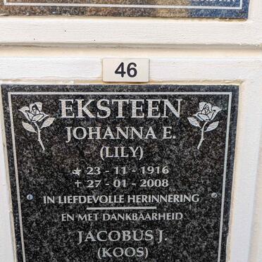 EKSTEEN Jacobus J. 1917-2012 &amp; Johanna E. 1916-2008