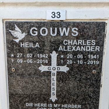 GOUWS Charles Alexander 1941-2019 &amp; Heila 1942-2016