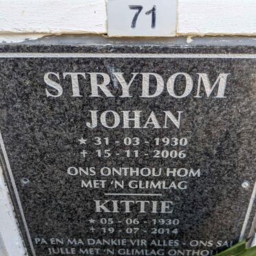 STRYDOM Johan 1930-2006 &amp; Kittie 1930-2014