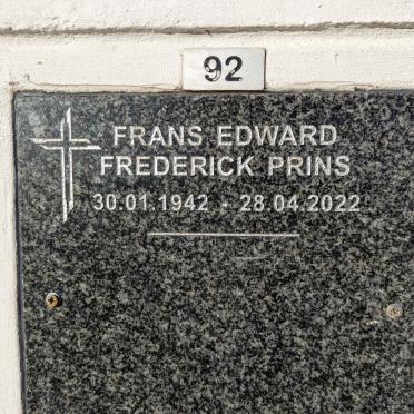 PRINS Frans Edward Frederick 1942-2022