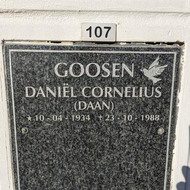 GOOSEN Daniel Cornelius 1934-1988