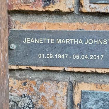 JOHNSTON Jeanette Martha 1947-2017