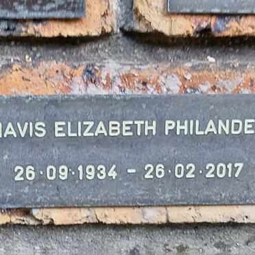 PHILANDER Mavis Elizabeth 1934-2017