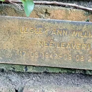WILLIAMS Lesley Ann nee LEAVER 1947-2001