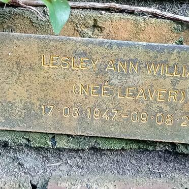 WILLIAMS Lesley Ann nee LEAVER 1947-2001