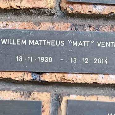 VENTER Willem Mattheus 1930-2014