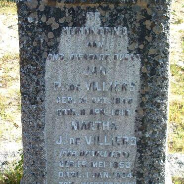 VILLIERS Jan P., de 1843-1918 &amp; Martha J. nee DE VILLIERS 1853-1894