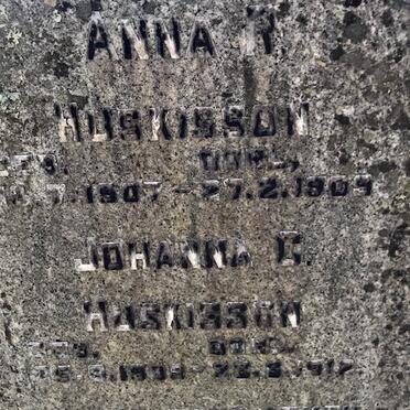 HUSKISSON Johanna C. 1909-1917 :: HUSKISSON Anna R. 1907-1909