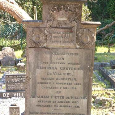 VILLIERS Abraham Pieter, de 1860-1921 &amp; Hendrika Gertruida ALBERTIJN 1855-1916
