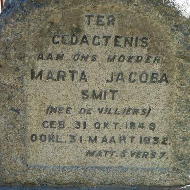SMIT Marta Jacoba Sophia  nee DE VILLIERS 1849-1932