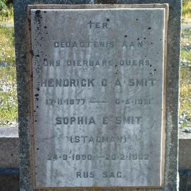 SMIT Hendrick C.A. 1877-1921 &amp; Sophia E. STAGMAN 1890-19?2