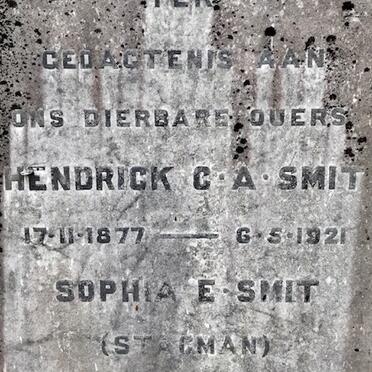 SMIT Hendrick C.A. 1877-1921 &amp; Sophia E. STAGMAN 1890-19?2
