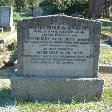 VILLIERS Aletta Gertruida, de -1883 :: DE VILLIERS Christiaan :: DE VILLIERS Jacob Izak -18?1