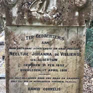 VILLIERS Dawid Cornelis, de 1851-1941 &amp;  Neeltjie Johanna ALBERTIJN 1852-1918