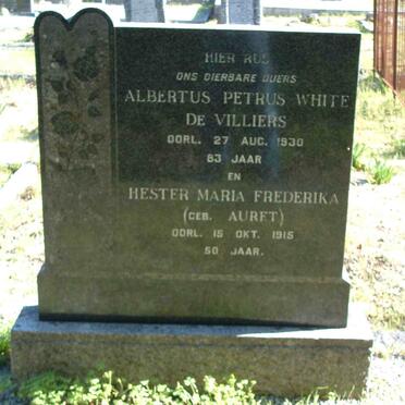 VILLIERS Albertus Petrus White, de 1847-1930 &amp; Hester Maria Frederika AURET 1865-1915