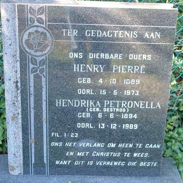 VILLIERS Henry Pierre, de  1889-1973 &amp; Hendrika Petronella DESTROO 1894-1989