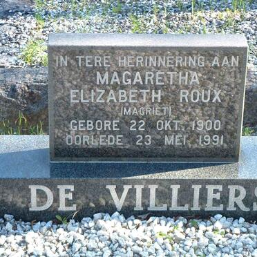 VILLIERS Magaretha Elizabeth Roux, de 1900-1991