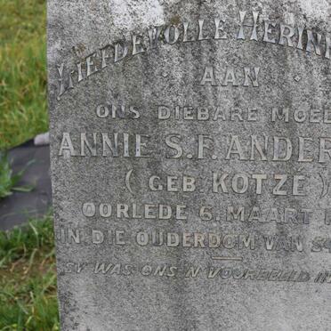 ANDERSON Annie S.F. nee KOTZE -1919