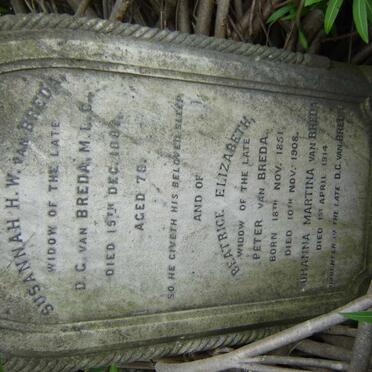 BREDA Susannah H.W., van  -1887 :: VAN BREDA Beatrice Elizabeth 1851-1908 :: VAN BREDA Johanna Martina -1914