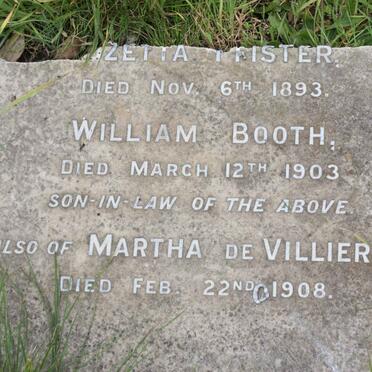BOOTH William -1903 :: DE VILLIERS Martha -1908 :: PFISTER Rozetta -1893