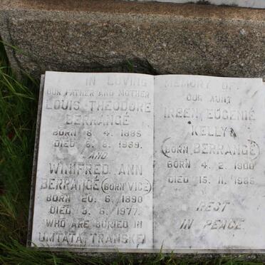 BERRANGE Louis Theodore 1885-1969 &amp; Winifred Ann VICE 1890-1977 :: KELLY Ireen Eugenie nee BERRANGE 1900-1985