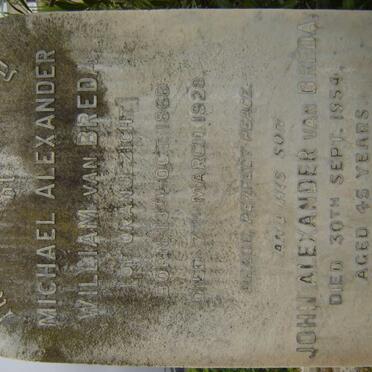 BREDA Michael Alexander William, van 1866-1928 :: VAN BREDA Johan Alexander  -1954