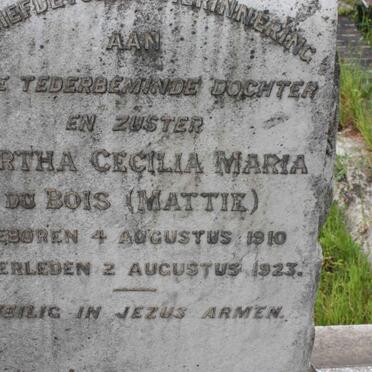 BOIS Martha Cecilia Maria, du 1910-1923