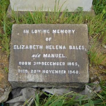 BALES Elizabeth Helena nee MANUEL 1865-1948