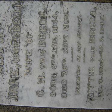 BREDA Jane, van nee BELL 1844-1934 :: VAN BREDA Kittie 1869-1947