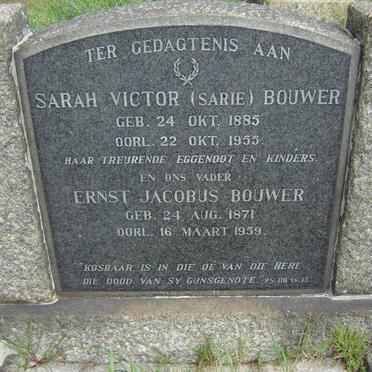 BOUWER Ernst Jacobus 1871-1959 &amp; Sarah Victor 1885-1955