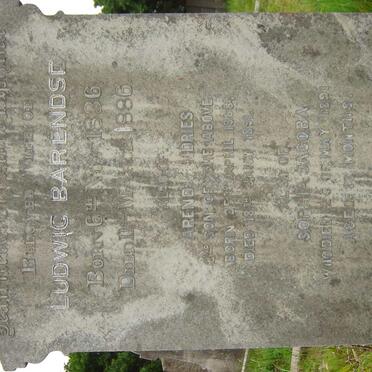 BARENDSE Ludwig 1836-1886 :: BARENDSE Arend Andries 1868-1891 :: BARENDSE Sophia Jacoba -1891