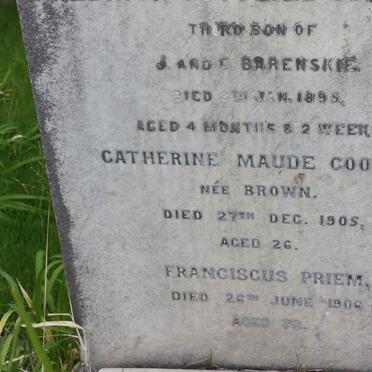 BARENSKIE Catherine Maude Cootes nee BROWN -1905 :: PRIEM Franciscus -1906