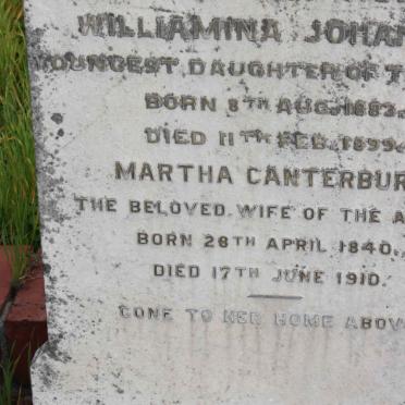 CANTERBURY Martha 1840-1910 :: CANTERBURY Wilhelmina Johanna 1883-1899