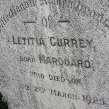 CURREY Letitia nee MARQUARD -1925