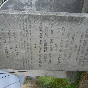 CALMEYER Elizabeth Helena -1901 :: SMITH Henry Mathew -1934 &amp; Maria Johanna -1949