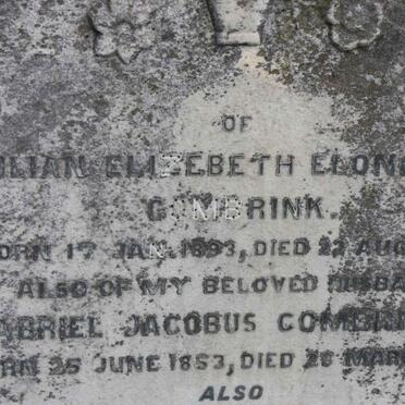 COMBRINK Lilian Elizabeth Elonora 1893-1895 :: COMBRINK Gabriel Jacobus 1853-1890