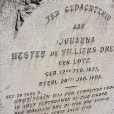 DREYER Hester De Villiers nee LOTZ 1857-1902