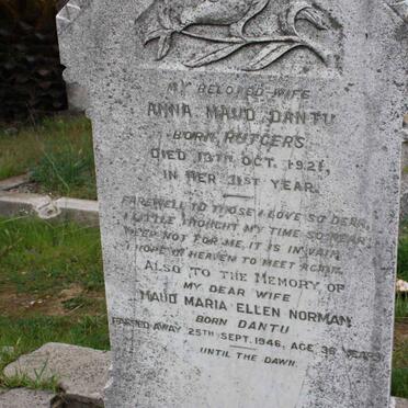 DANTU Anna Maud nee RUTGERS  -1921 :: NORMAN Maud Maria Ellen nee DANTU -1946