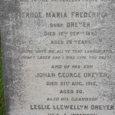LAIRD Gertrude Maria Frederica nee DREYER -1890 :: DREYER Johan George -1916